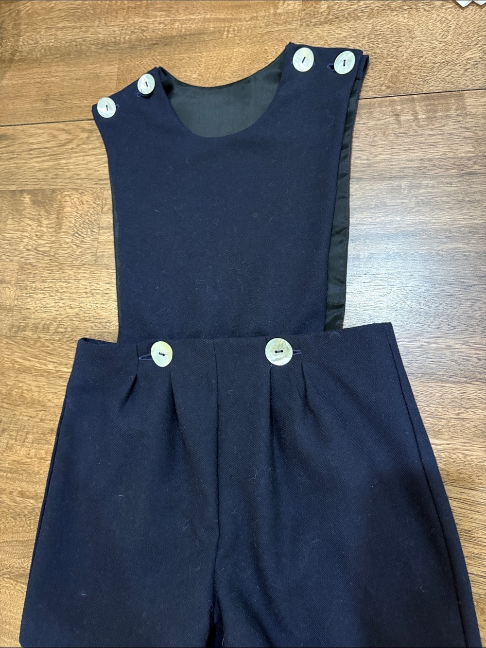 Vintage Overalls Bibs Shorts European German style. No tags. Blue Lined Wool? - Picture 2 of 9